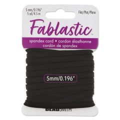 Fablastic 5mm DIA Black Flat Stretch Cord 5 YRD
