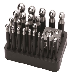 Dapping Punch Set 24 w/Dom Blk Steel